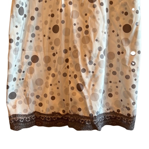 🌟HP Vintage Polka Dot Lace Trim Strech Satin Slip Dress Ivory Grey White Size S - Picture 9 of 11